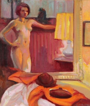 Model standing in front of mirror - André Meaux Saint-Marc