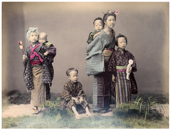 Japanese Antique Albumen Print... Wind Costume Color Tinted...Photo Print 8x10 