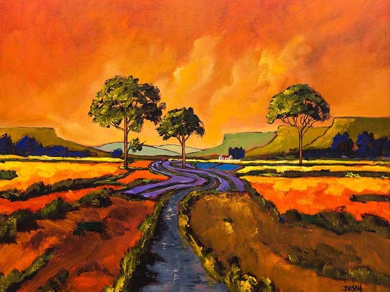 Cornelius Bosch River Landscape with Trees & Cottage MutualArt