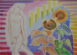 Nude and Sunflowers - Elise Blumann