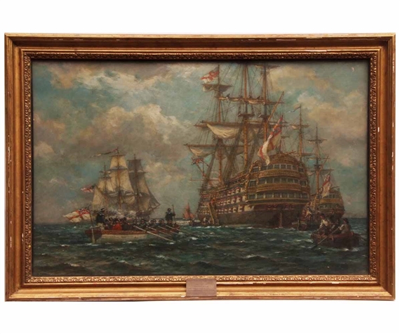 Nelson Boarding the Victory at Portsmouth by Bernard Finegan Gribble