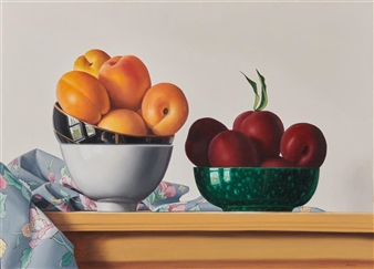 Still Life with Apricots and Plums - James Aponovich