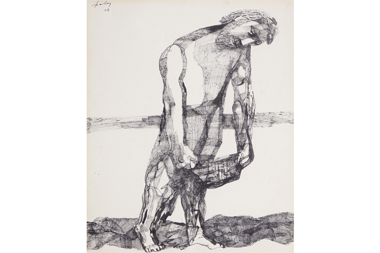 Lajos Szalay | Man carrying rocks (1966) | MutualArt