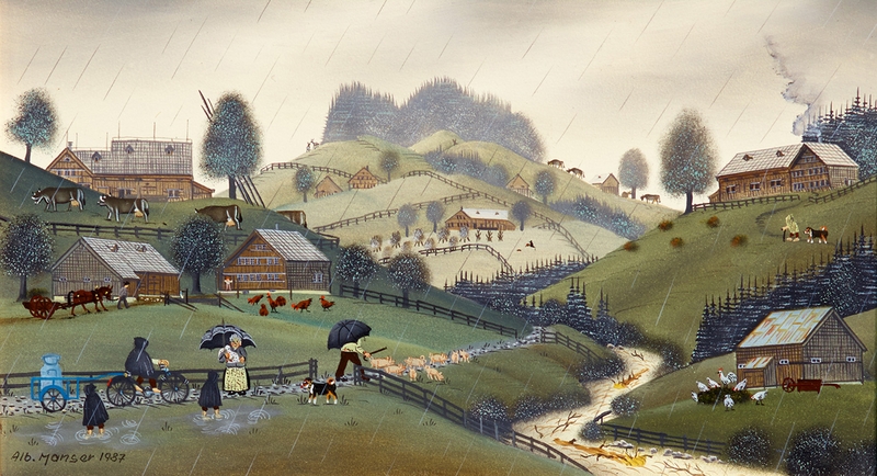 Regenwetter mit tobendem Bach by Albert Manser, 1987