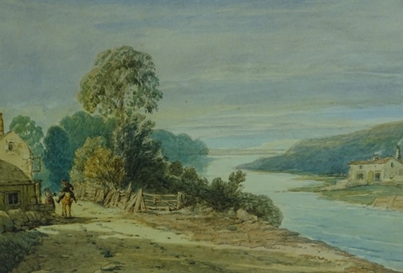 horse rider on a riverside path by John Cuthbert Salmon, 1880