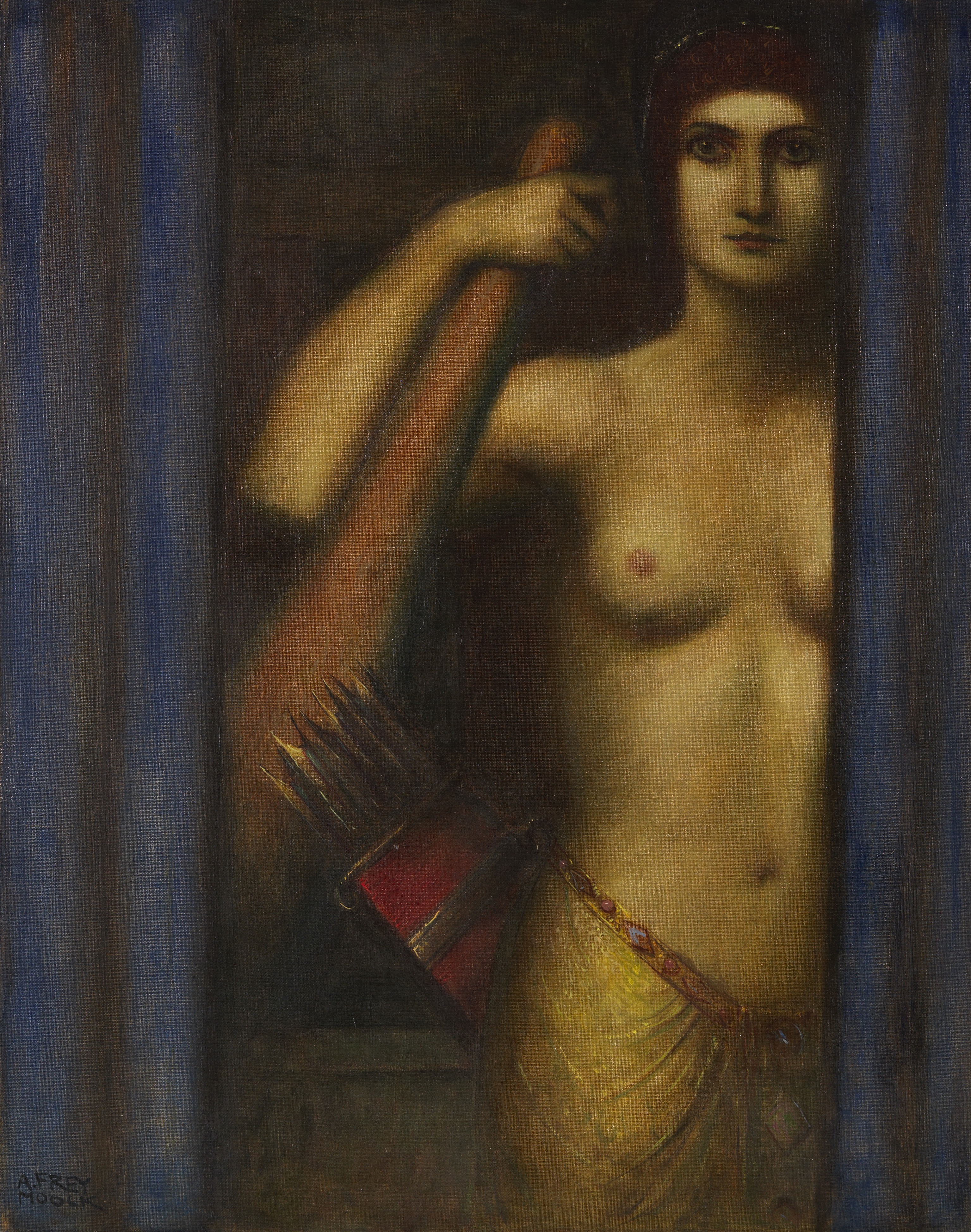 Artwork by Adolf Frey-Moock, Amazone mit Keule und Köcher, Made of Oil on canvas