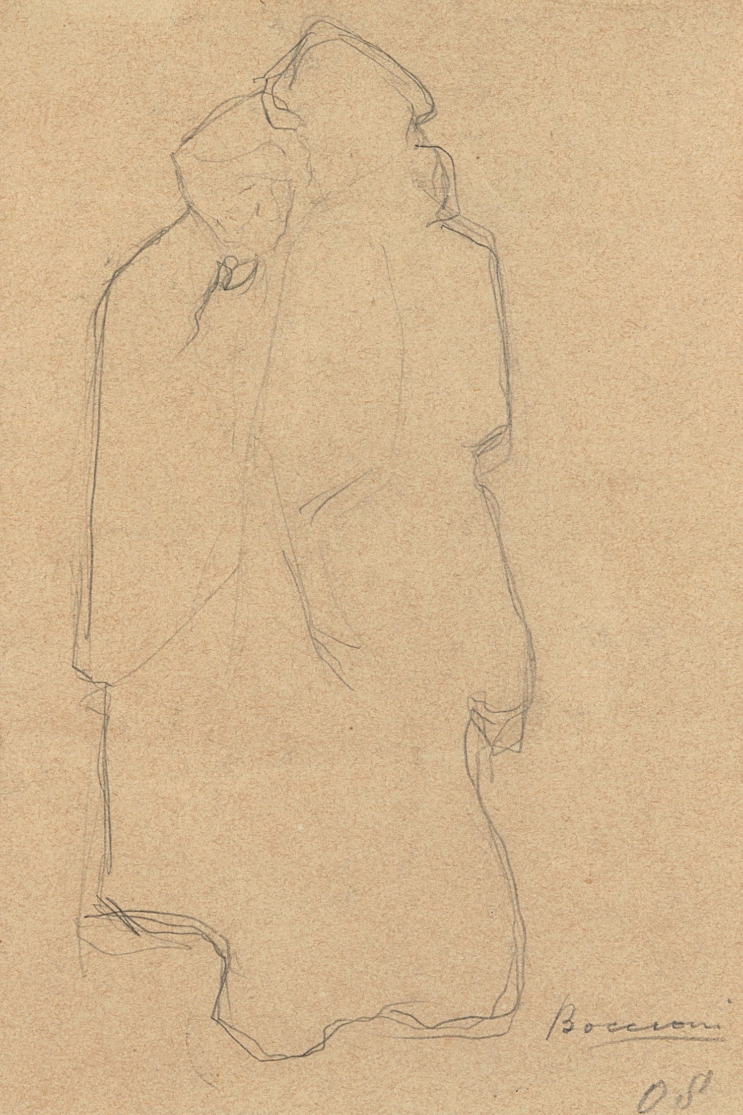 Artwork by Umberto Boccioni, "Due donne", Made of pencil on paper