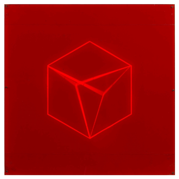 Deformazione assonometrica-parametri luminosi-rosso by Gabriele de Vecchi, 1965-1968