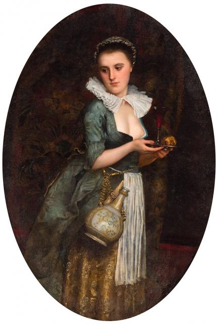 A Lady with a Glass of Wine by French School, 19th Century