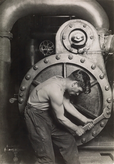 Mechanic at Steam Pump in Electric Power House - Lewis Hine