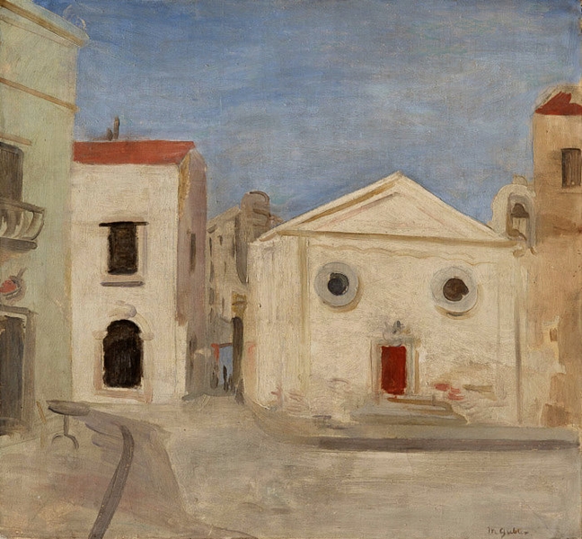 Artwork by Max Gubler, Die Kirche San Bartoluzzo in Lipari, Made of oil on canvas