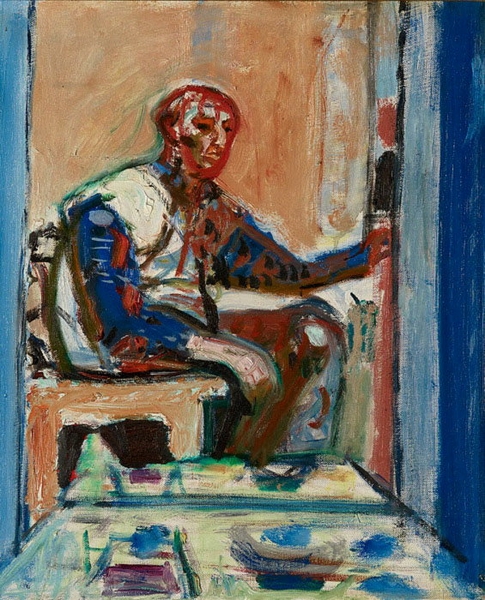 Artwork by Max Gubler, Selbstbildnis, sitzend, Made of oil on canvas