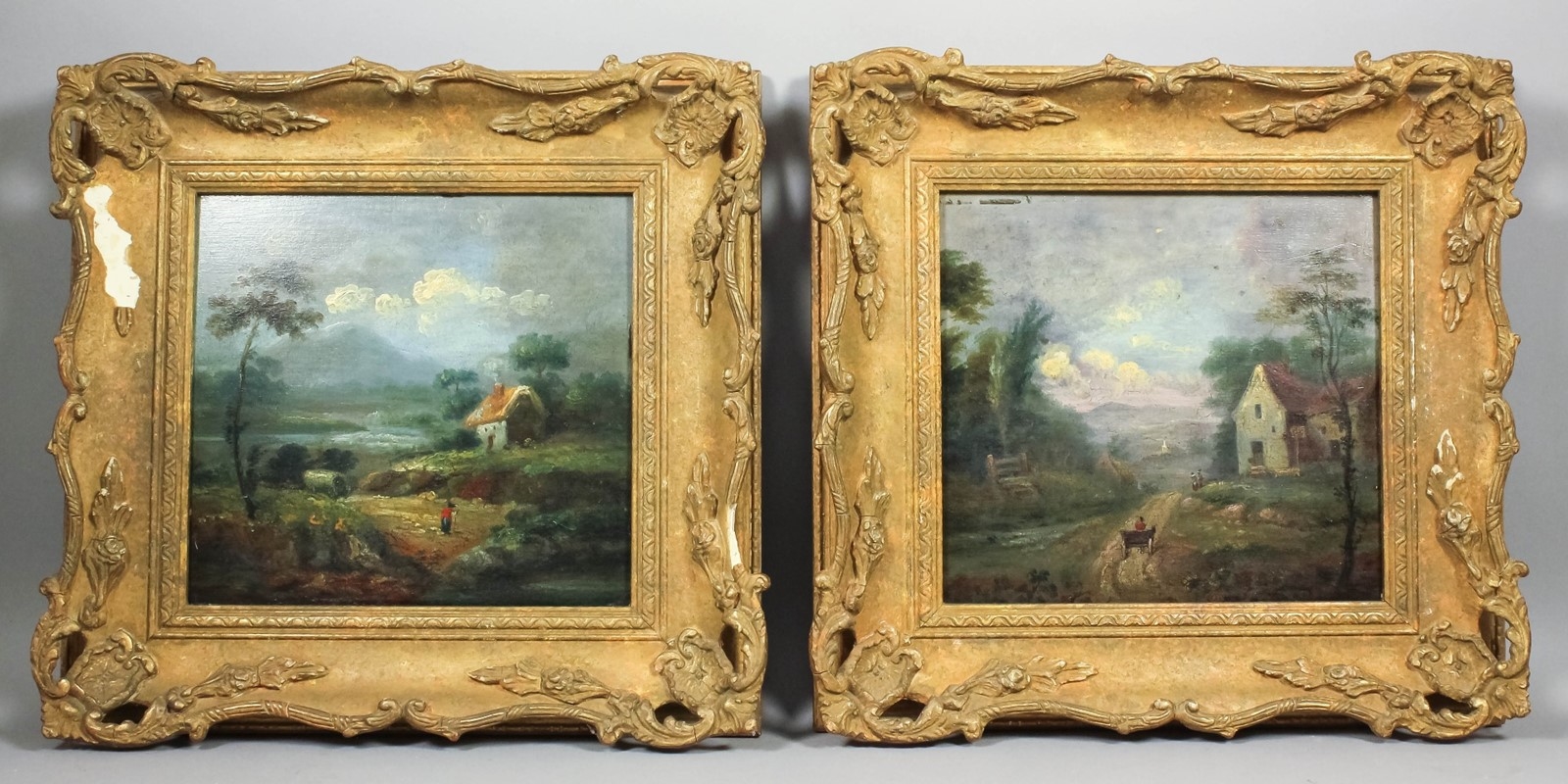 British School, 19th Century | Rural landscapes, one with figures and ...
