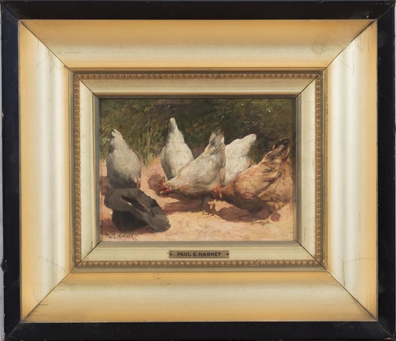 Chickens in a barnyard by Paul Harney