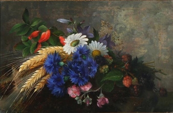 Summer Flowers and Wheat Ears on a Sill - Hermania Sigvardine Neergard