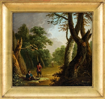 Rastende Wanderer und Waldweg - Johann Heinrich Stürmer