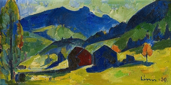 Herbstlandschaft bei Appenzell mit Hohem Kasten und Kamor by Carl Walter Liner, 1950