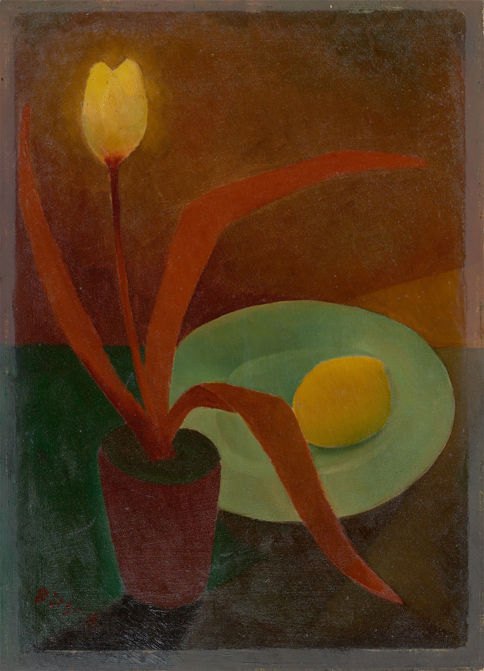 Otto Ritschl | Stillleben mit Tulpe und Zitrone (1921) | MutualArt