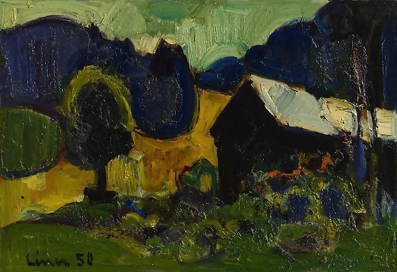 Haus in Voralpenlandschaft mit Bäumen by Carl Walter Liner, 1950