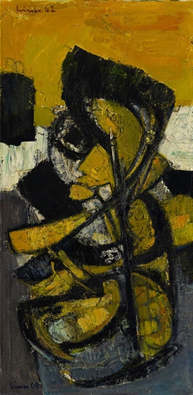 Komposition gelb-schwarz-grau