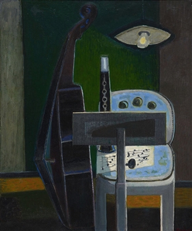 Musik-Stillleben mit Bassgeige - Max Truninger