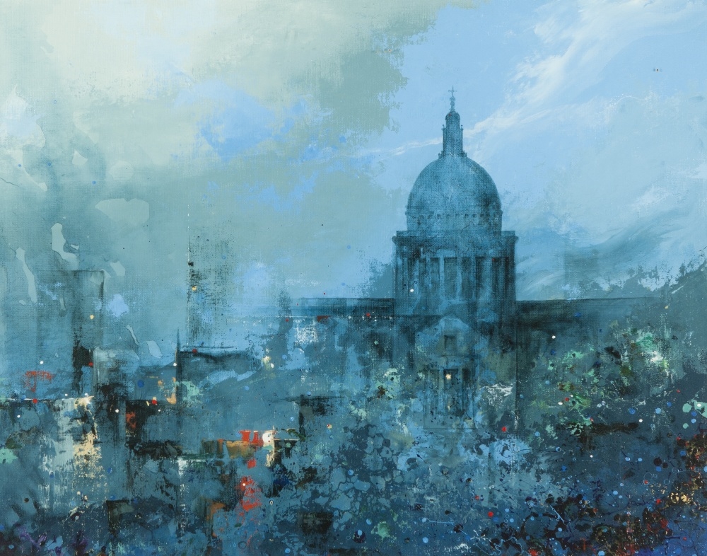 Artwork by Jon R. Gubbay, City Dawn, Made of acrylic on board