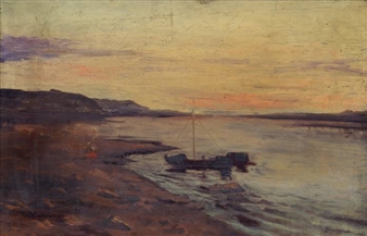 Cove with Fishing Boat - Maria Markovna Dzhagupova