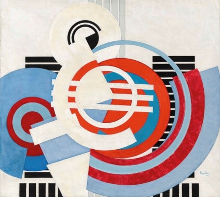 Blanc sur bleu et rouge by František Kupka, circa 1934