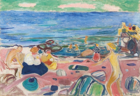 Badescene fra Åsgårdstrand (Bathing scene from Åsgårdstrand) by Edvard Munch, 1904-1936