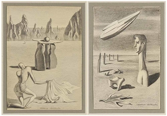 Two Works: Two Surrealist landscapes - Federico Castellon