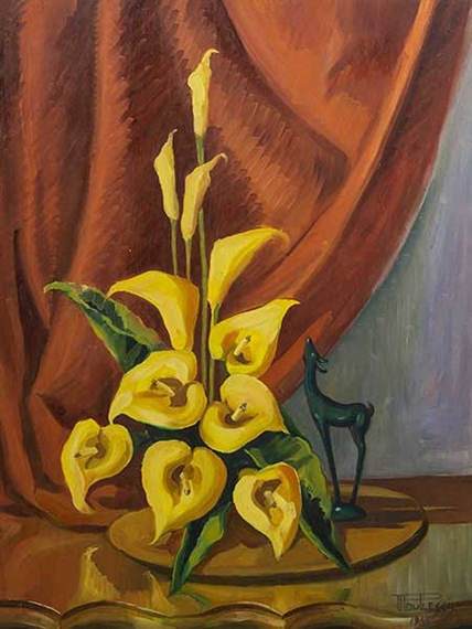Still Life Flowers by J.H. du Plessis, 1958