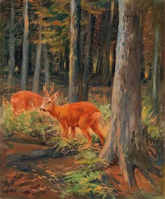 Roebuck in a Forest Clearing by Wilhelm Lorenz, 1938