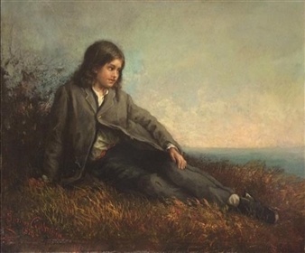 Young boy looking at the sea - Jeanne Courawin