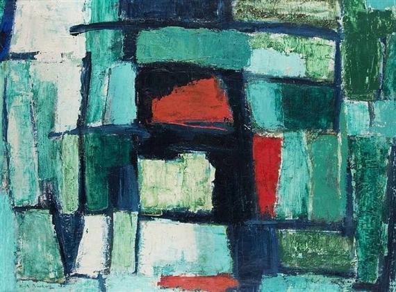 Komposition mit grünen Tönen by Fritz Bierhoff