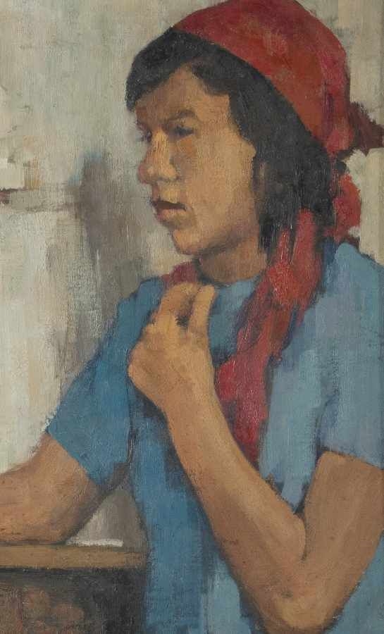 Artwork by Fritz Bierhoff, Bildnis einer jungen Frau, Made of oil on wood