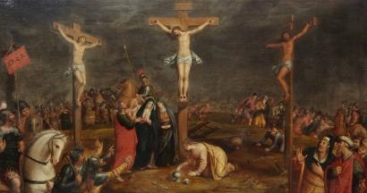 Artwork by Anthonie van‏ Blocklandt van Montfoort, La Crucifixion, Made of Oak panel