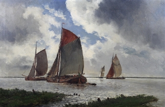 Study of Sailing Vessels Off the Coast - L. M. Dreitesonne
