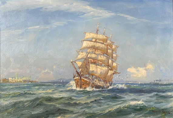 Dreimaster im Sonnenschein by Mogens Ege