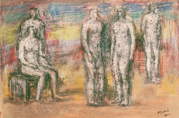 Study of One Seated and Four Standing Figures by Henry Moore, 1940