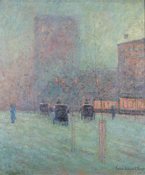 New York Winter Street Scene by Colin Campbell Cooper