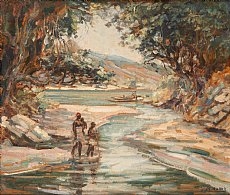 Andre Hallet | Au bord du lac Kivu | MutualArt