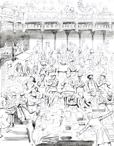 'ROUGH SKETCH OF THE OPPOSITION LISTENING TO MR BALFOUR' ('PUNCH. INTERIORS AND EXTERIORS, NO 60')