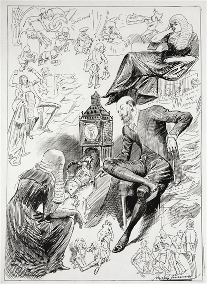 “WAKING UP” FOR THE OPENING OF THE SESSION by Harry Furniss