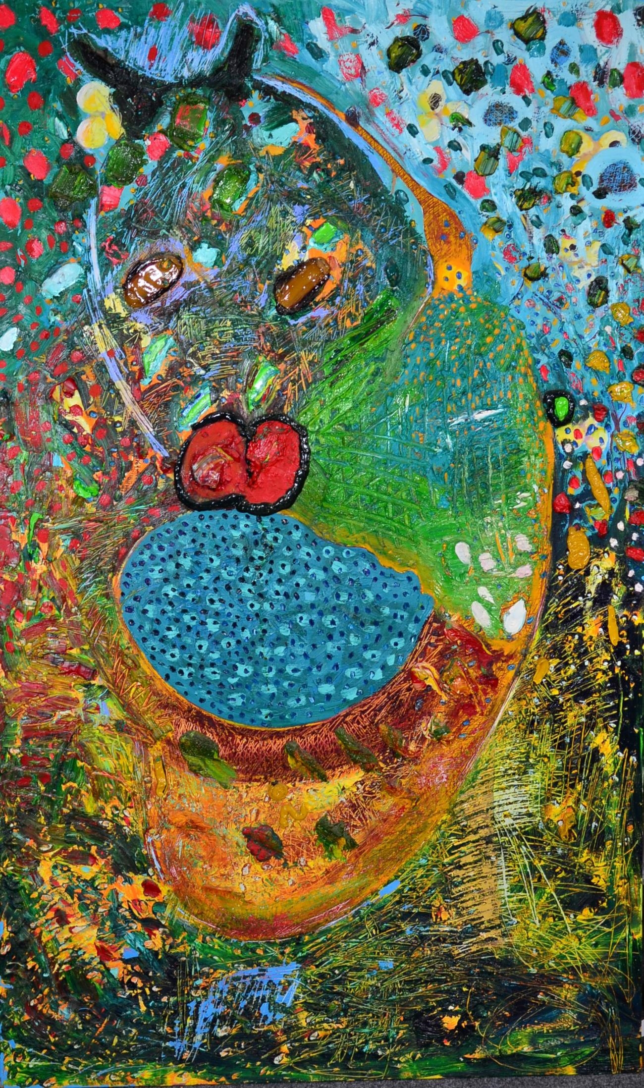 Artwork by Llewellyn Xavier, Head study of a monkey, Made of oil on canvas