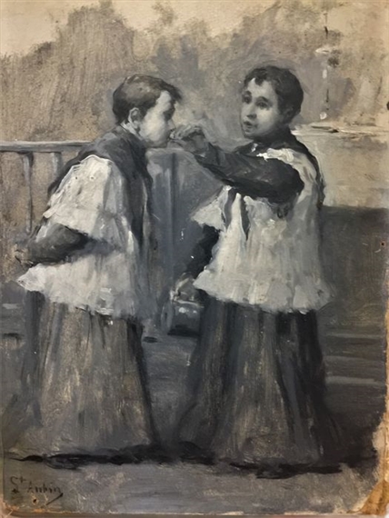 La Comunión de los Monaguillos. Escena burlesca - Alejandro Saint-Aubin