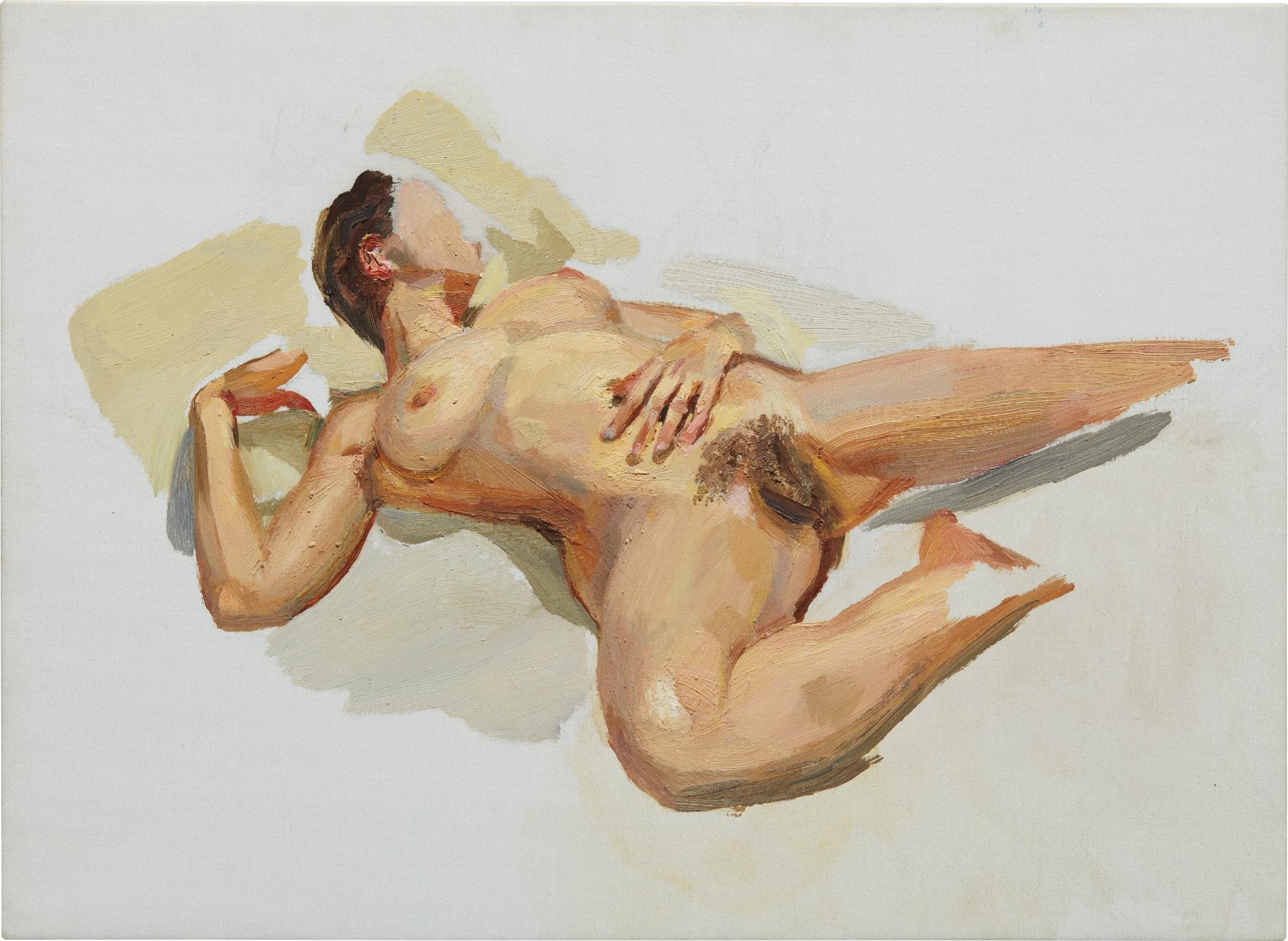 Artwork by Lucian Freud, Small Naked Portrait, Made of oil on canvas
