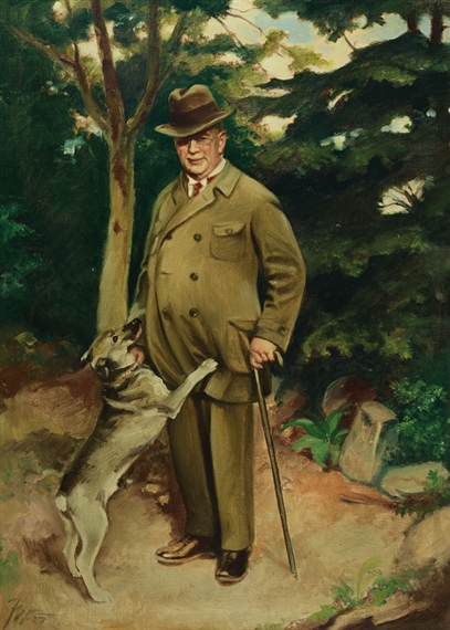 Self Portrait with Dog by Friedrich Wilhelm Meyer, 1927
