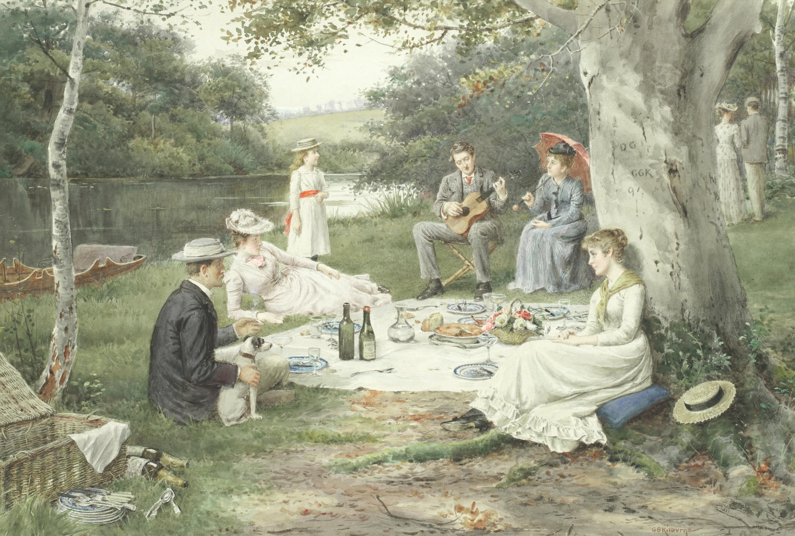 Пикник картина. Джордж Гудвин Килберн пикник. Картина пикник Джордж Гудвин. Английский пикник 19 век. Джордж Гудвин Килберн - George Goodwin Kilburne.