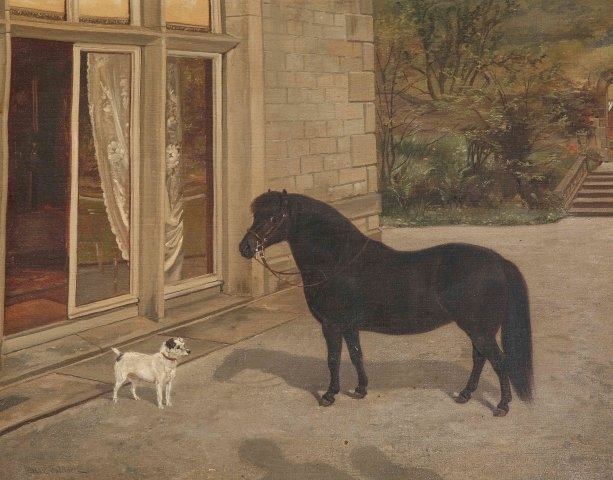Artwork by Charles Edwin M. Baldock, PONY AND TERRIER, Made of oil on canvas