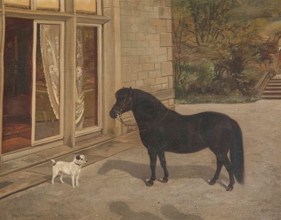 PONY AND TERRIER by Charles Edwin M. Baldock, 1906